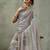 Grey peacock printed aari work tissue saree