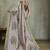 Grey peacock printed aari work tissue saree