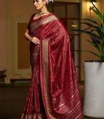 Maroon woven design zari silk blend designer patola saree