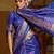 Blue floral zari silk blend designer patola saree