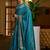Teal floral zari silk blend designer patola saree