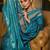 Teal floral zari silk blend designer patola saree