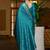 Teal floral zari silk blend designer patola saree