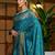 Teal floral zari silk blend designer patola saree