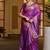 Purple floral zari silk blend designer patola saree
