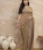 Beige organza saree