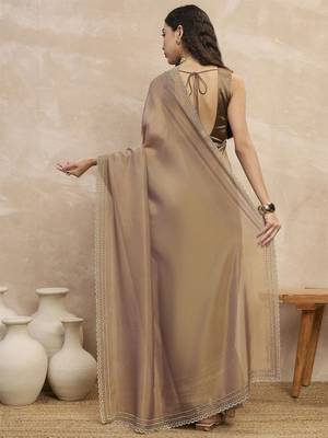 Beige organza saree 2