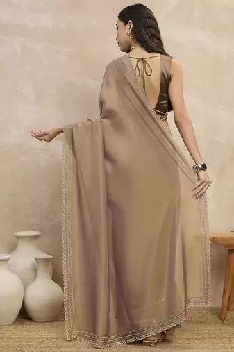 Beige organza saree
