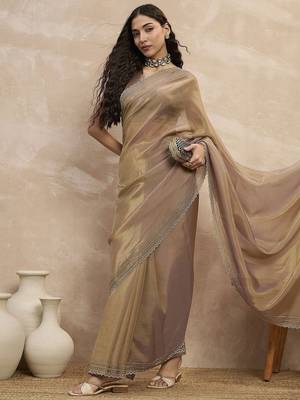 Beige organza saree 3
