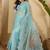 Blue embellished embroidered organza heavy work saree