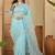 Blue embellished embroidered organza heavy work saree