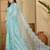 Blue embellished embroidered organza heavy work saree