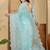 Blue embellished embroidered organza heavy work saree