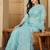 Blue embellished embroidered organza heavy work saree