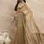 Beige solid beads and stones embellished organza saree with unstitched blouse