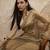 Beige solid beads and stones embellished organza saree with unstitched blouse