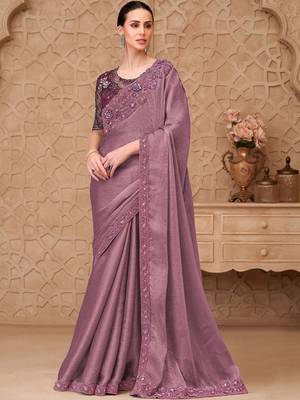 Mauve embellished sequinned designer saree 1