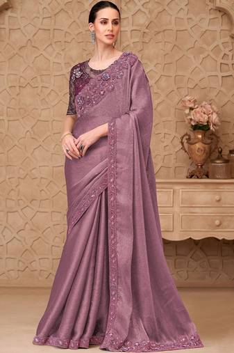 Mauve embellished sequinned designer saree