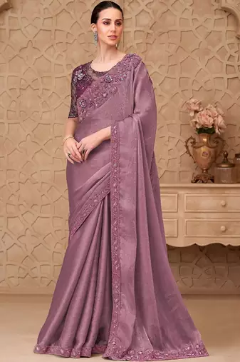 Mauve embellished sequinned designer saree
