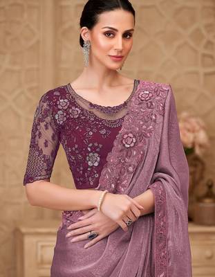 Mauve embellished sequinned designer saree 2