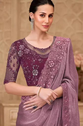 Mauve embellished sequinned designer saree