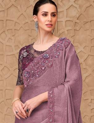 Mauve embellished sequinned designer saree 3
