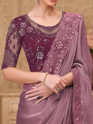 Mauve embellished sequinned designer saree 4