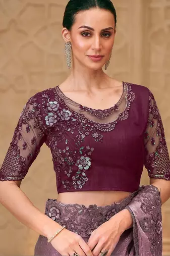 Mauve embellished sequinned designer saree