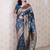 Blue floral woven design zari banarasi saree
