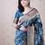 Blue floral woven design zari banarasi saree