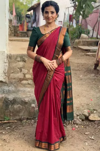 Red woven design zari silk blend handloom banarasi saree