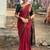 Red woven design zari silk blend handloom banarasi saree