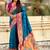 Blue ethnic motifs zari silk blend paithani saree