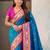 Blue ethnic motifs zari silk blend paithani saree