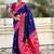 Blue ethnic motifs zari silk blend handloom fashion saree