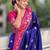 Blue ethnic motifs zari silk blend handloom fashion saree