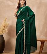 Green solid embellished gotta patti organza saree