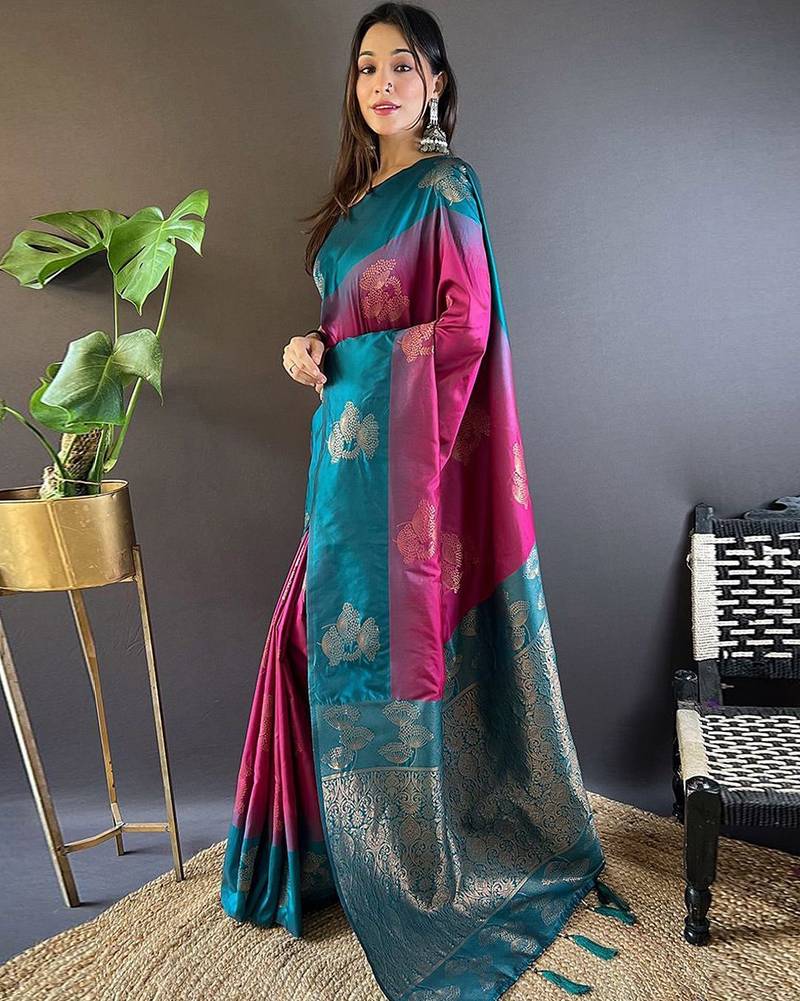 Pink woven design zari kanjeevaram saree