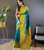 Blue woven design zari kanjeevaram saree