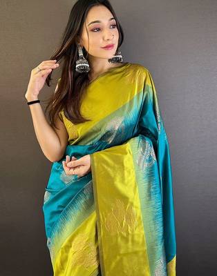 Blue woven design zari kanjeevaram saree 3