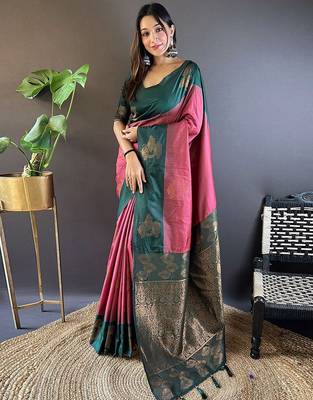Maroon woven design zari kanjeevaram saree 1