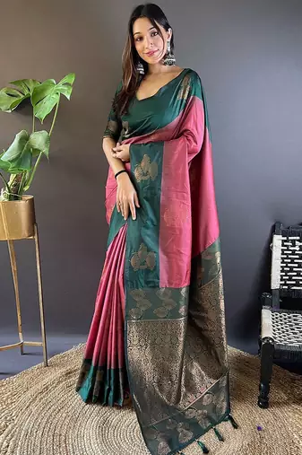 Maroon woven design zari kanjeevaram saree
