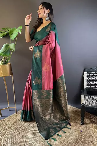 Maroon woven design zari kanjeevaram saree