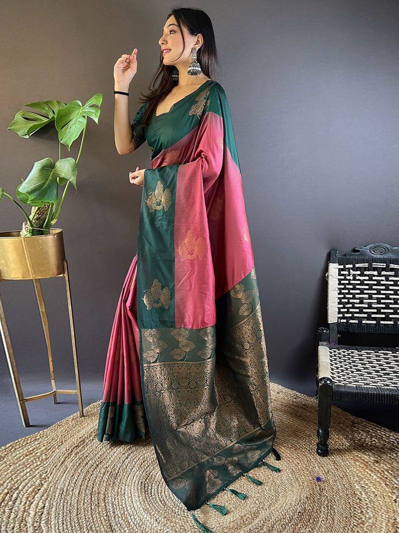 Maroon woven design zari kanjeevaram saree