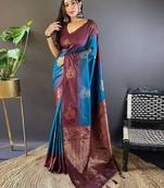 Blue woven design zari kanjeevaram saree