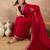 Red satin solid with embroidered border saree