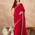 Red satin solid with embroidered border saree