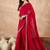 Red satin solid with embroidered border saree