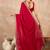 Red satin solid with embroidered border saree