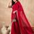 Red satin solid with embroidered border saree